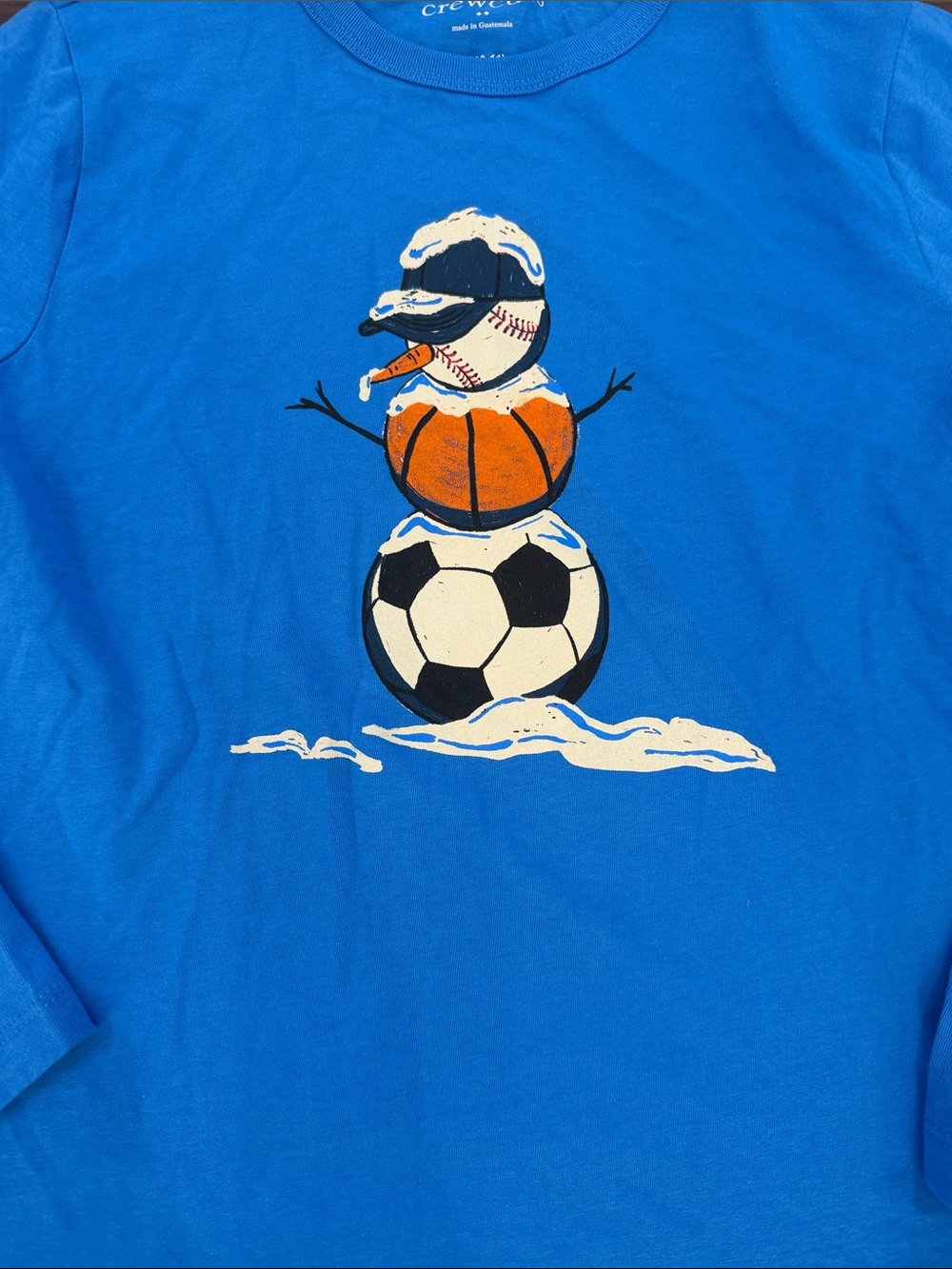 Crewcuts Bright Blue Long-Sleeve Snowman Sports Tee Size Large 10/11 - C1-354 - Picture 2 of 5